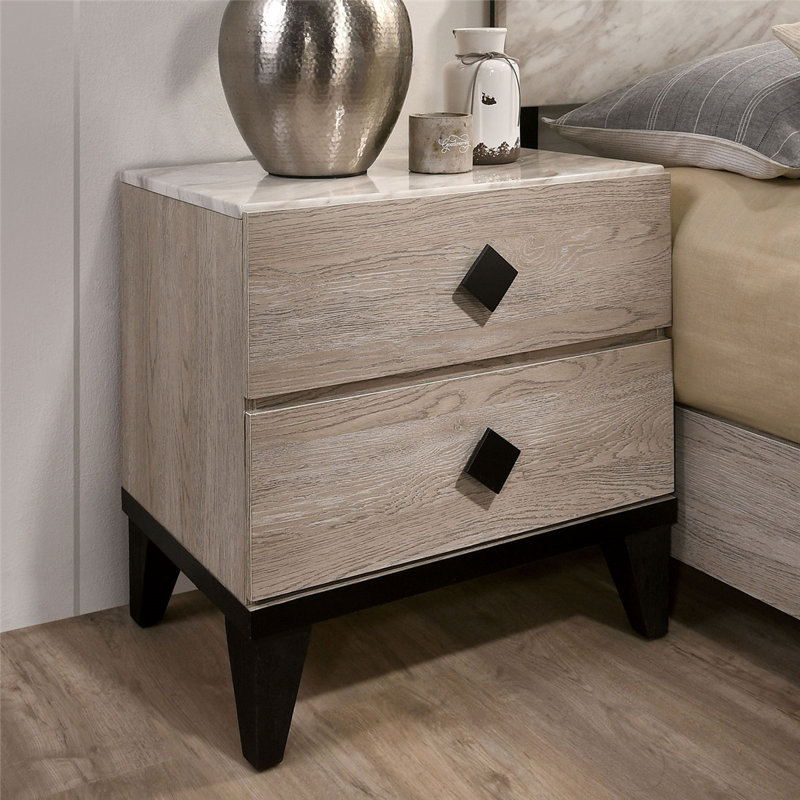 Foundry Select Vitagliano 2 Drawer Nightstand In Beige Espresso Wayfair