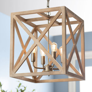 Wood Chandeliers You Ll Love Wayfair William 4 Light Square Rectangle Chandelier