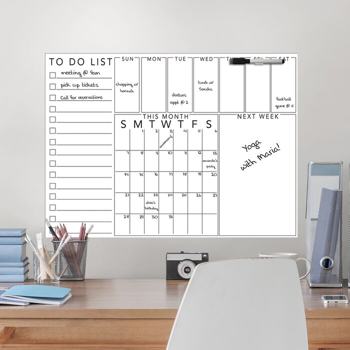 Get Organized Message Wall Mounted Combination Calendar Planner Whiteboard 24 X 17 5