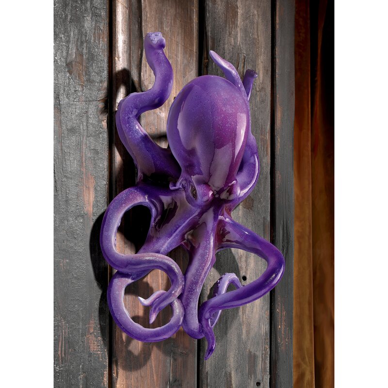 Purple Metallic Wall Decor - Tenacious Tentacles Octopus Sculpture Wall Décor