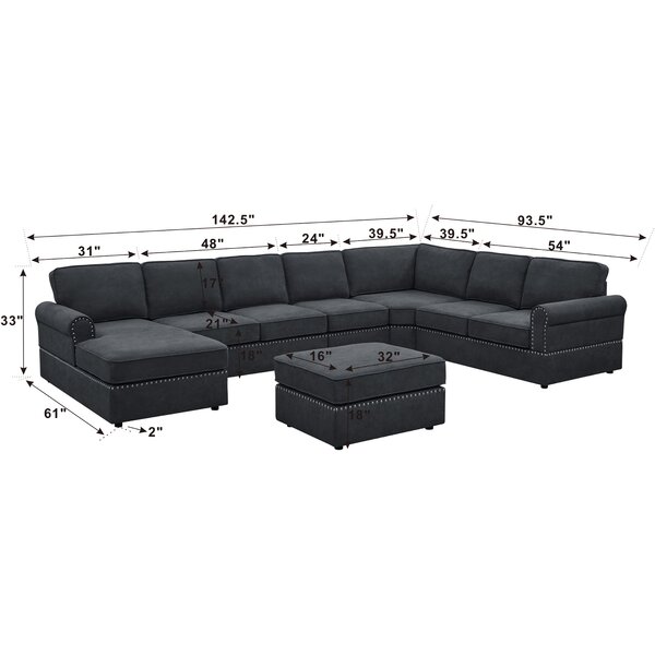 142.5” Wide Right-Hand Facing Modular Corner Sectional With Ottoman