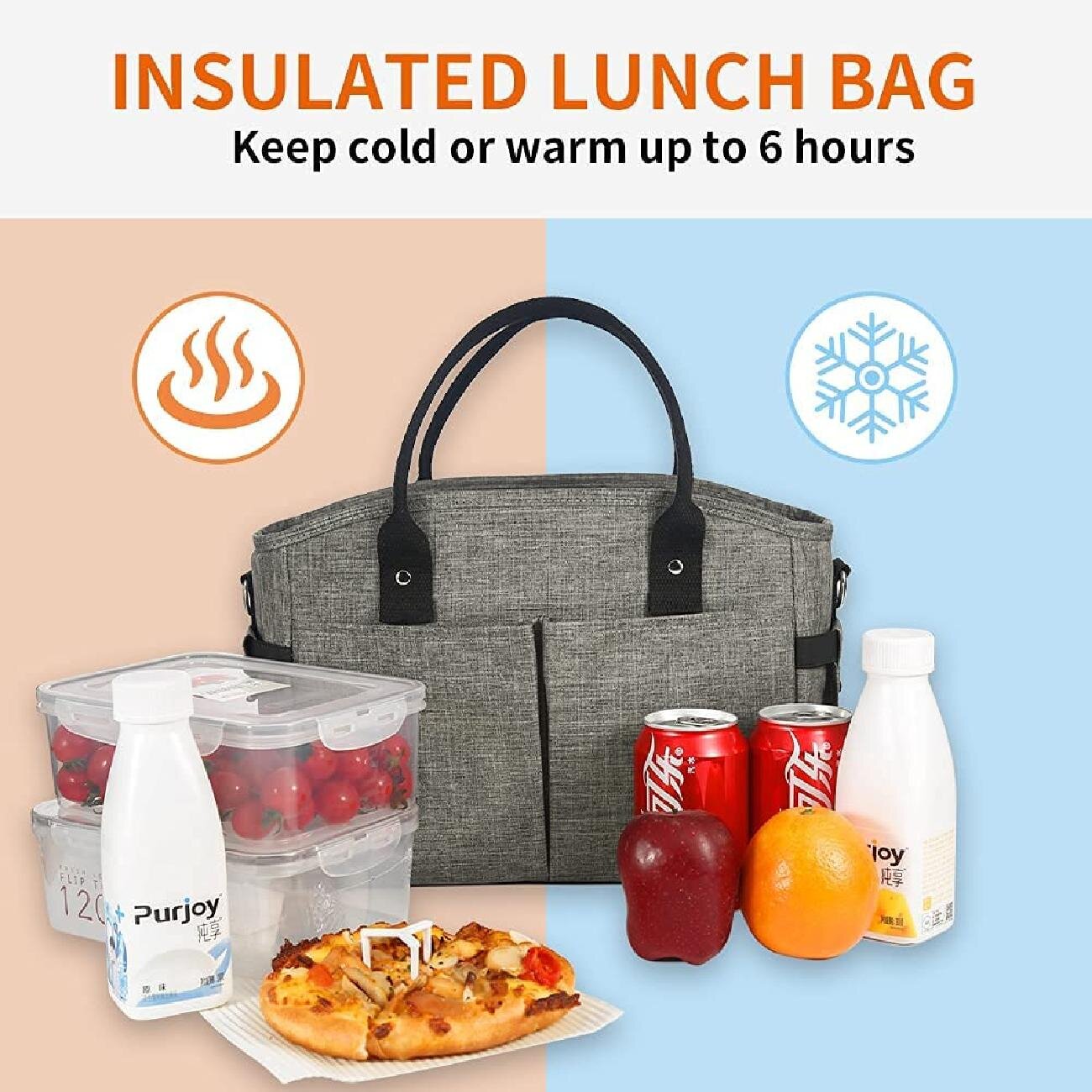 Adult Thermal Portable Insulated Lunch Bags School Picnic Lunch Box Food Handbag