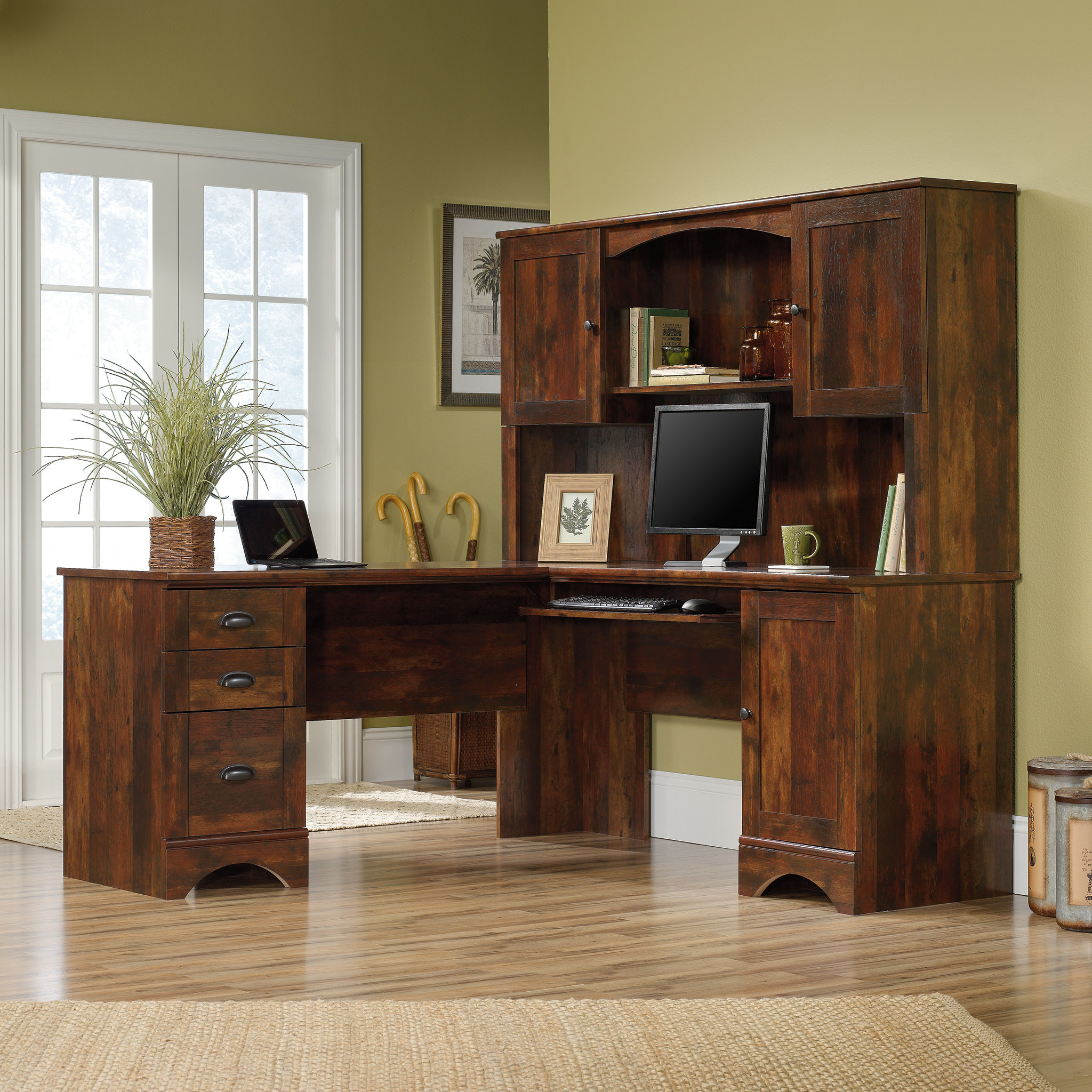 Pinellas L Shape Computer Desk With Hutch Pinellas L Shape Computer Desk With Hutch