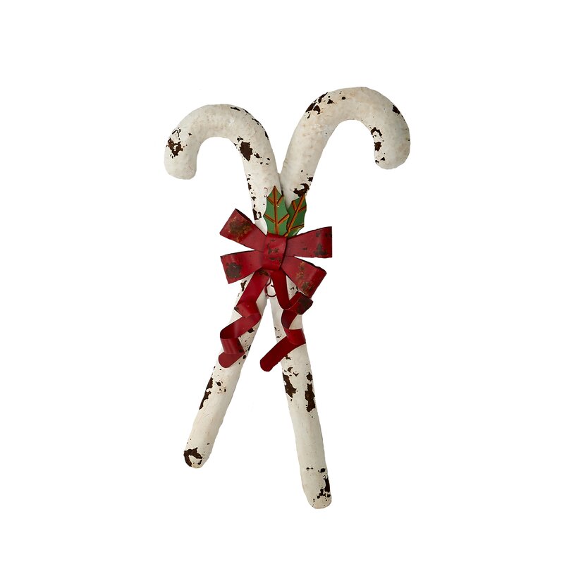 The Holiday Aisle Metal Candy Canes with Bow Garden Stake | Wayfair