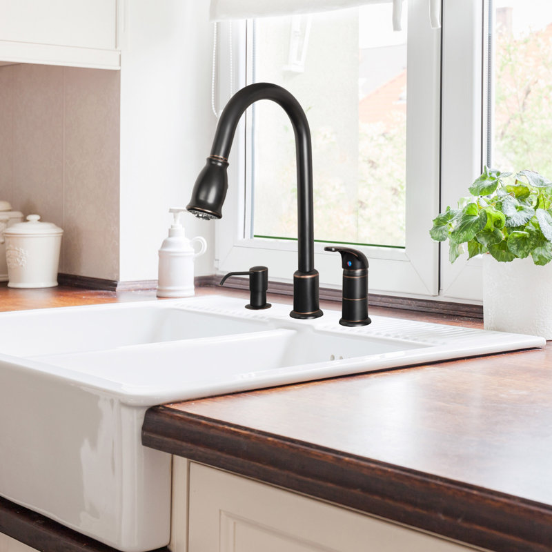 Lagunabrass Pull Down Single Handle Kitchen Faucet Reviews Wayfair