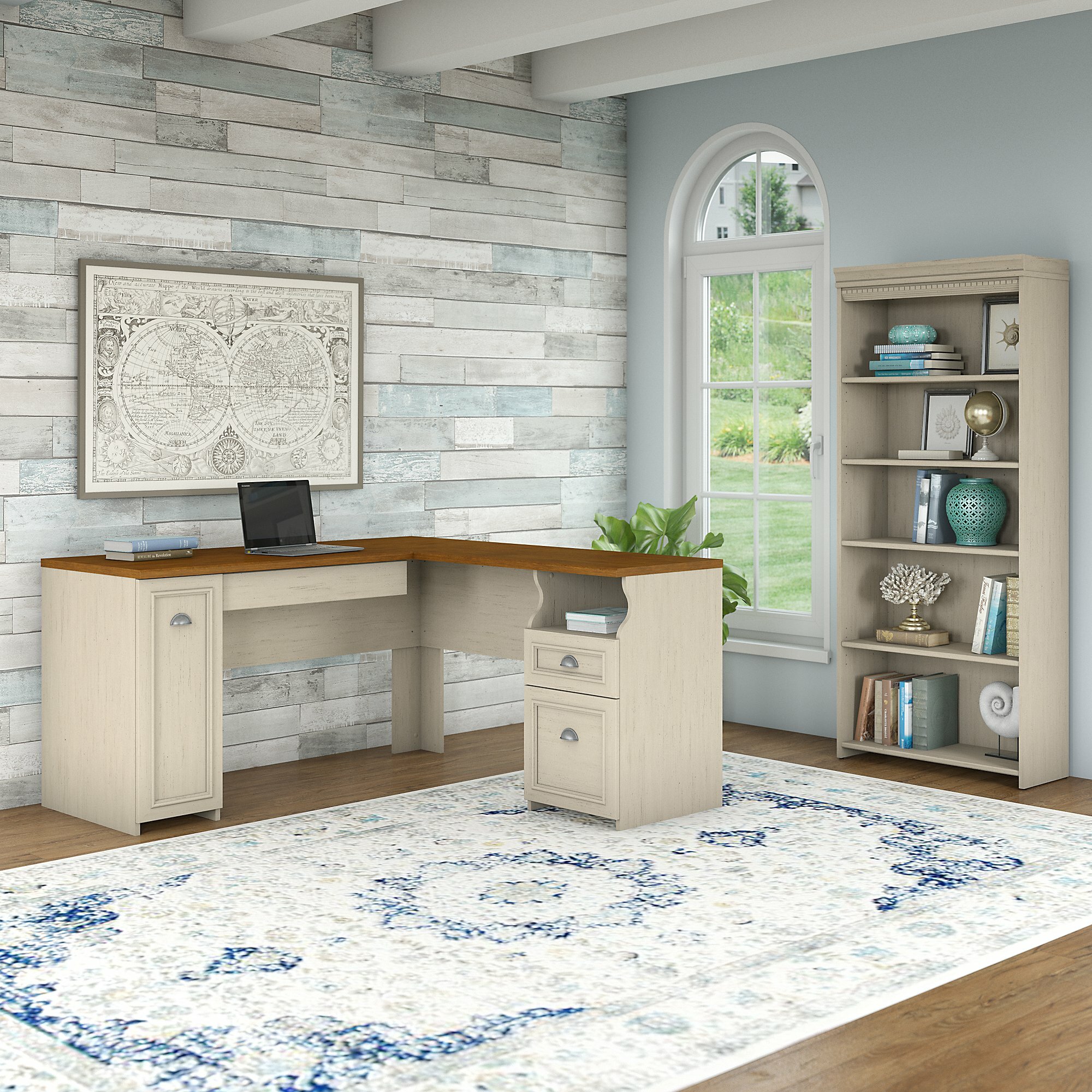 Beachcrest Home Oakridge L Shaped Executive Desk With Bookcase