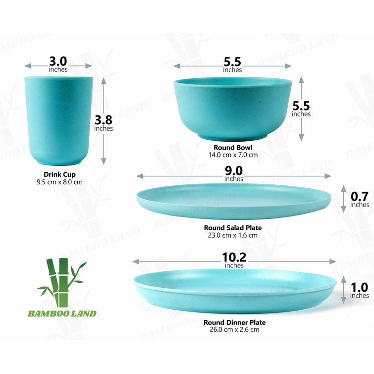 BBQ /bamboo fiber dinnerware dishwasher safe BAMBOO LAND Set for 4 person reusable bamboo dinnerware travel bowl and plate set 16 PCS Wedding gift Blue Picnic Party dorm dishware set BBQ /bamboo fiber dinnerware dishwasher safe BAMBOO LAND Set for 4 person reusable bamboo dinnerware travel bowl and plate set 16 PCS Wedding gift Blue Picnic Party dorm dishware set