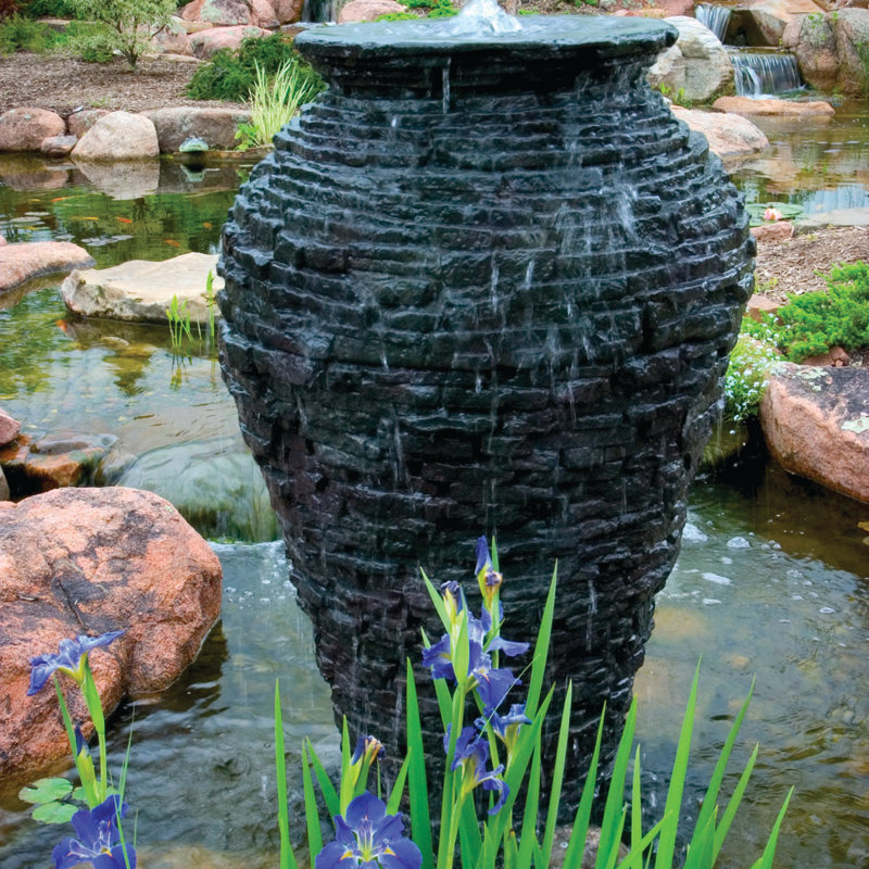 Aquascape Fiberglass Stacked Slate Urn Fountain Reviews Wayfair