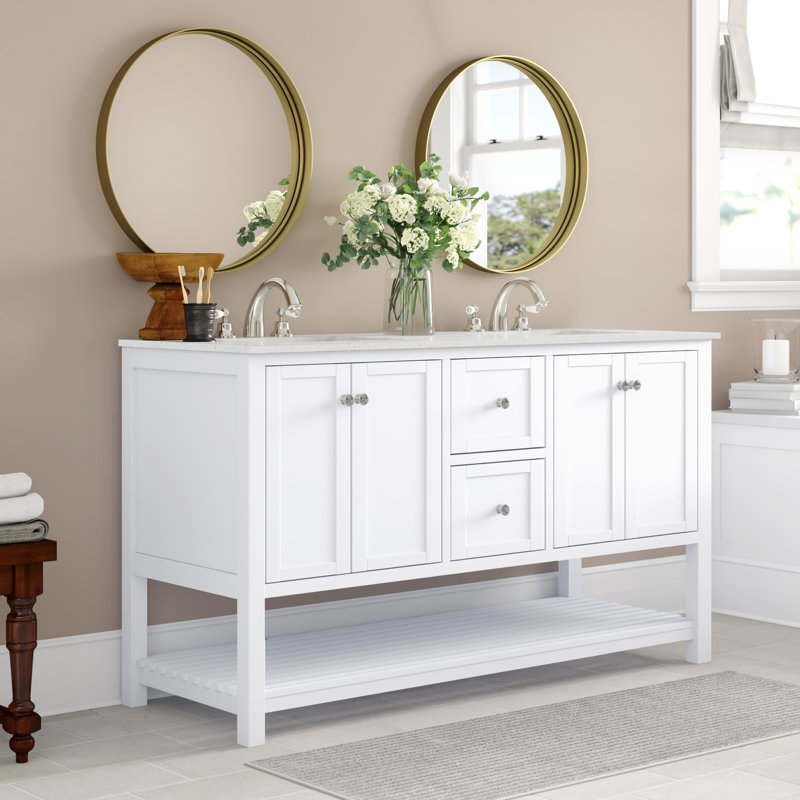 Three Posts Binne Open Cabinet 60 Double Bathroom Vanity Set Reviews Wayfair