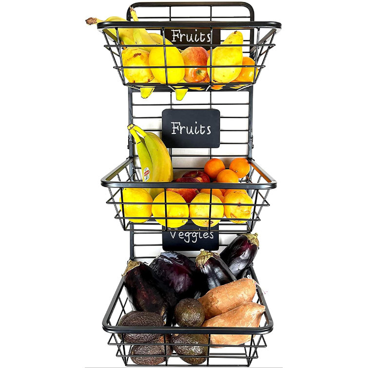 3-Tier Wall Mounted Hanging Wire Baskets â Fruit And Vegetable Storage  Kitchen