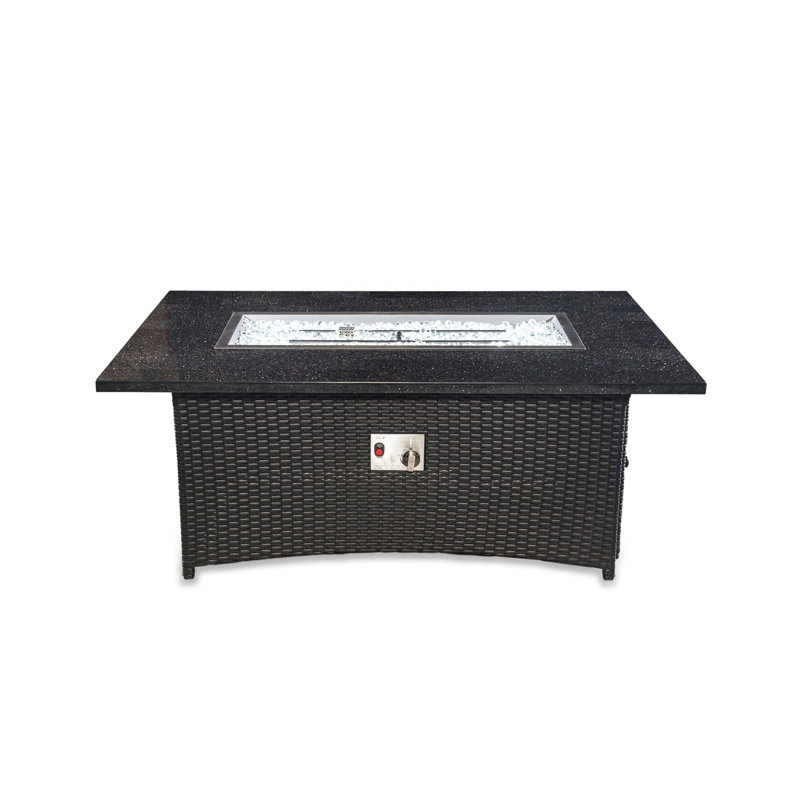 Latitude Run Anjay Wicker And Granite Propane Gas Fire Pit Table Wayfair