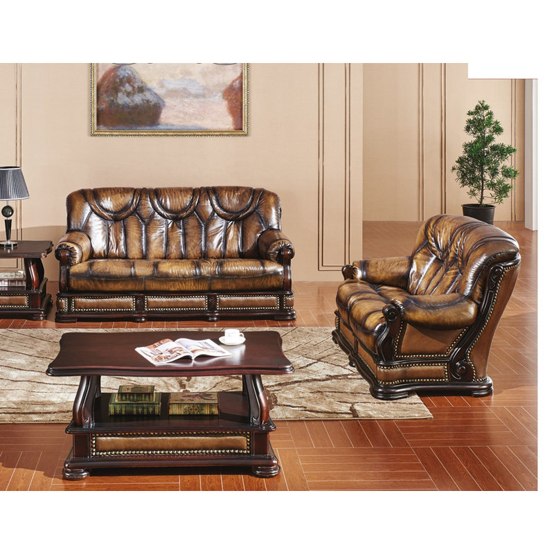 Canora Grey Skalski Distressed 2 Piece Leather Sleeper Living Room