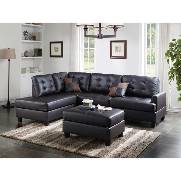 Winston Porter Giuliana 104 Wide Faux Leather Reversible Sofa Chaise With Ottoman Reviews Wayfair