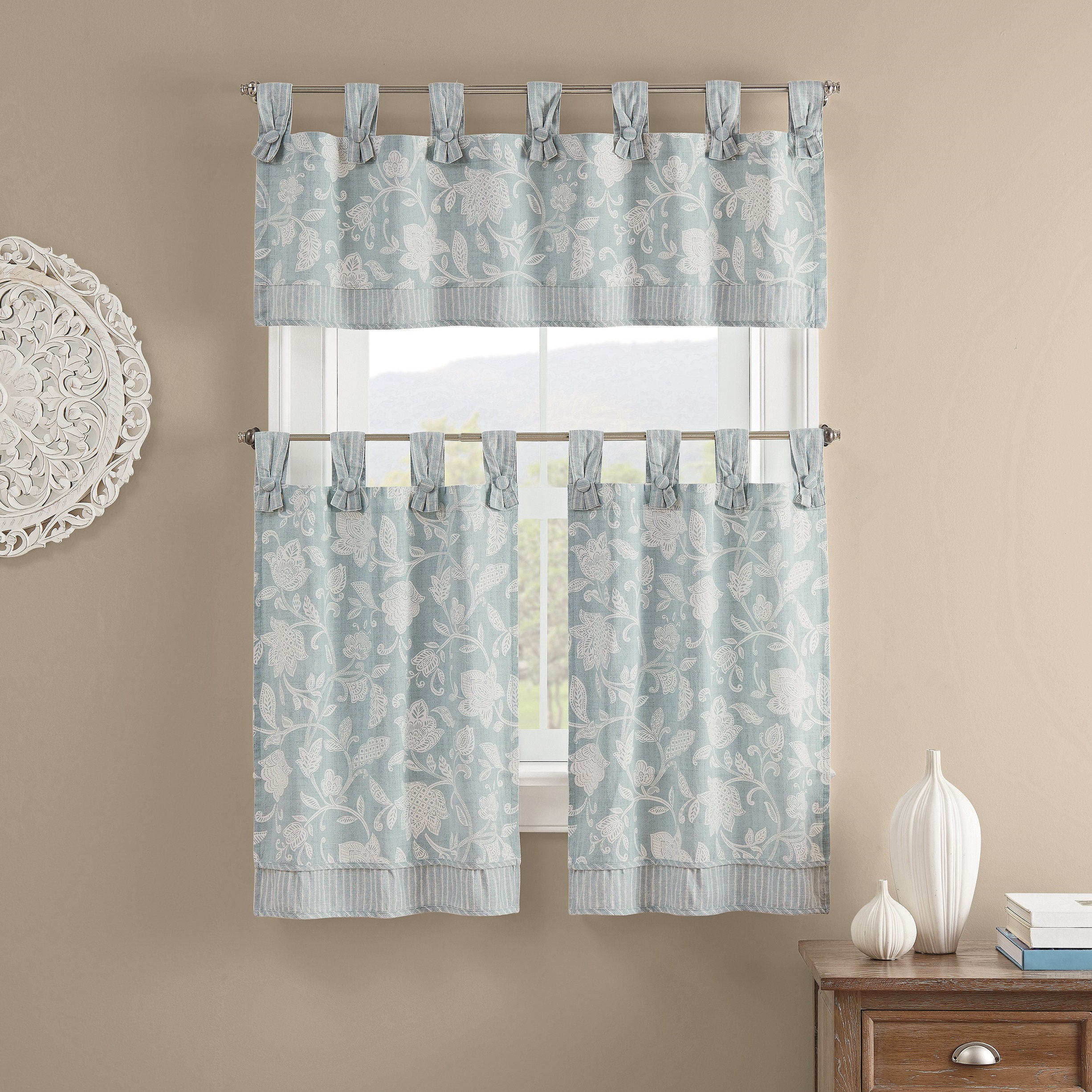 Waverly Stencil Vine Rod Pocket Single Panel Privacy Window Treatment Living Room Linen 52 X 63 Home Decor Kolenik Window Treatments