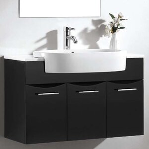 Brizendine 34″ Wall-Mounted Single Bathroom Vanity Set with Mirror