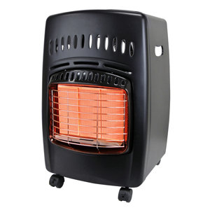 18,000 BTU Portable Propane Radiant Compact Heater with Locking Casters and Piezo Ignition