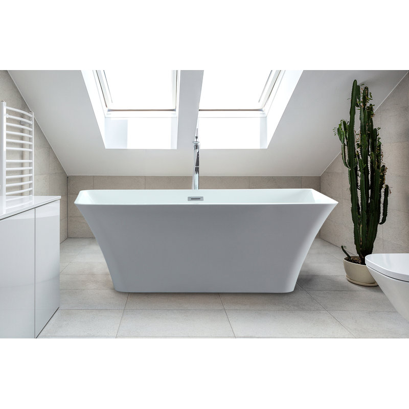 CastelloUSA Blaire 59" x 30" Freestanding Soaking Acrylic ...