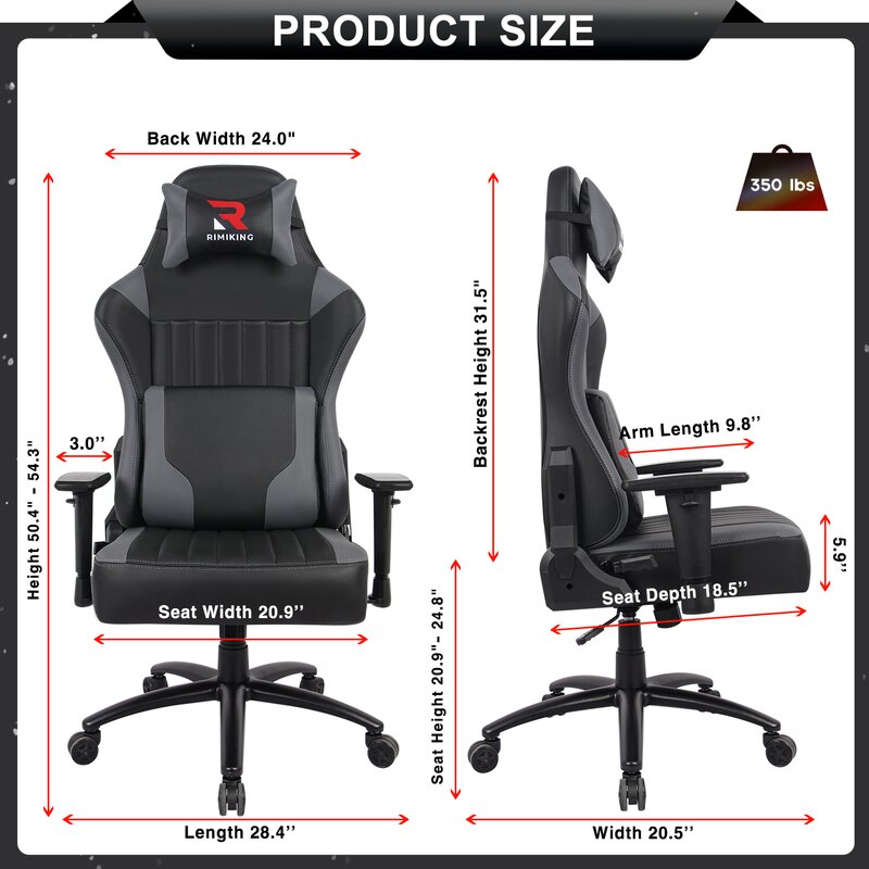 Rimiking Gaming Chair Racing Computer Desk Executive Office Chair 360 Swivel Flip Up Arms Ergonomic Design For Lumbar Support Women Men Adults Home Office Furniture Home Office Chairs