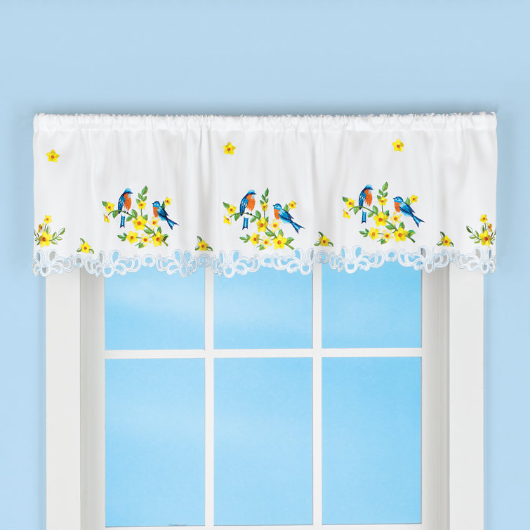 Heile Floral Tailored 58'' Window Valance in Blue/Yellow