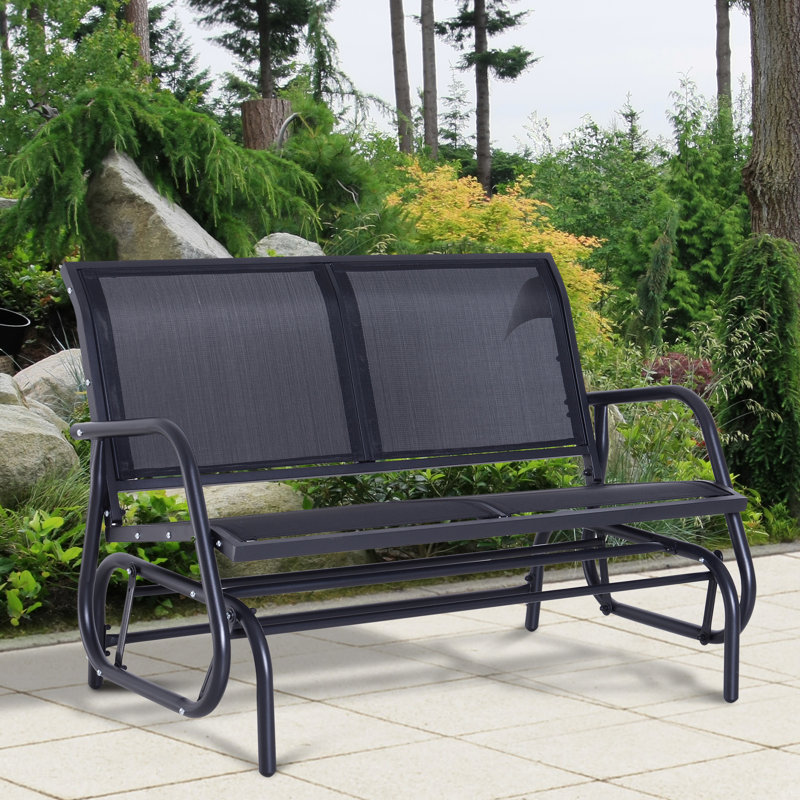 Red Barrel Studio Callen 49 Outdoor Patio Swing Glider Bench Chair Dark Grey Reviews Wayfair Ca