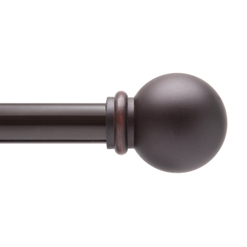 Wayfair Basics Ball End Single Curtain Rod, 28-48" or 48-86" Adjustable Length, 5/8" Dia. Steel Finish: Weathered Brown, Size: 48" - 86"