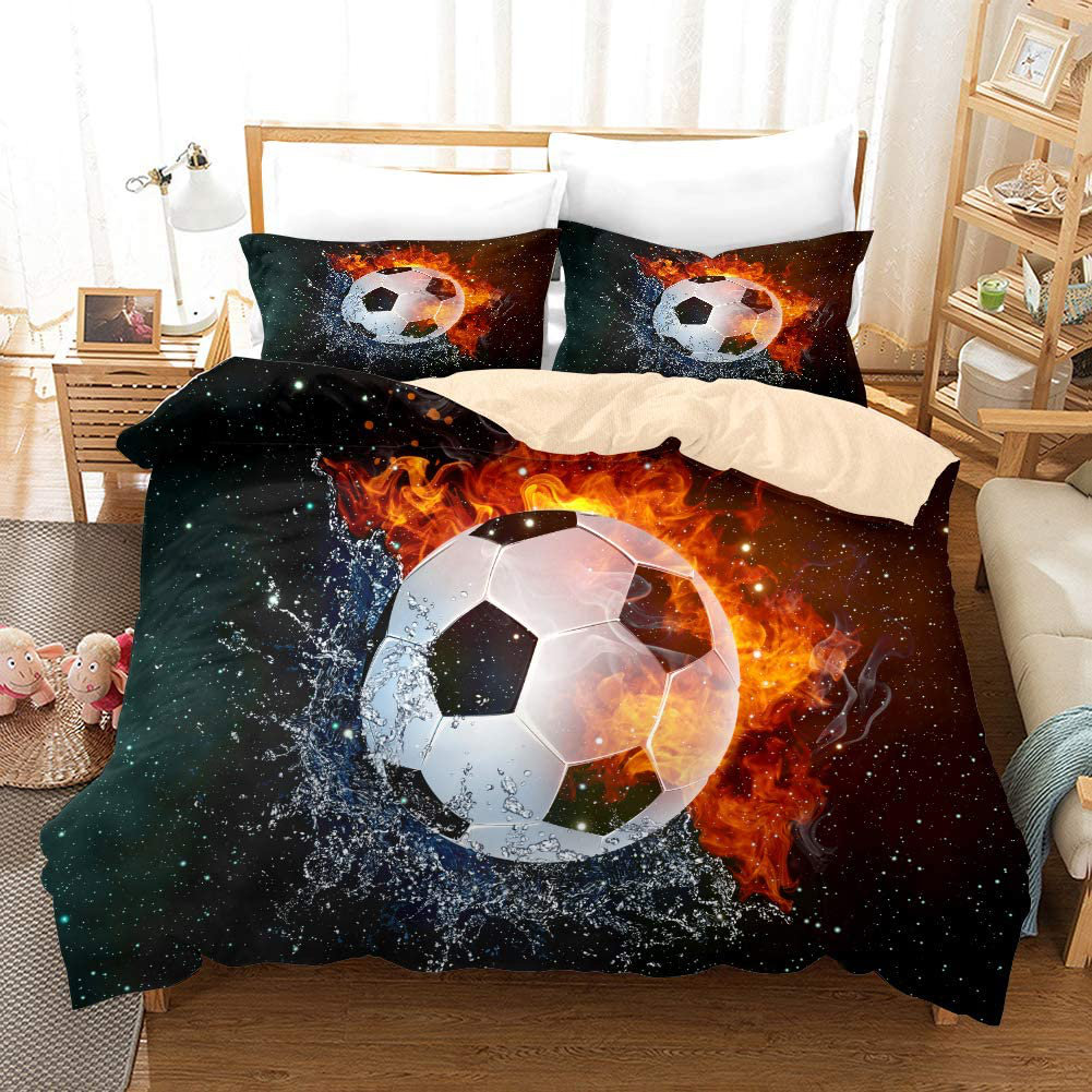 3D Football Print Bedding Set Basketball Duvet Cover Pillowcase Comforter Covers 