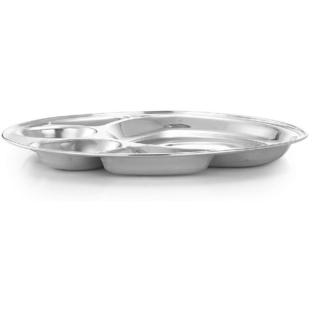 Stainless Steel Round Divided Dinner Plate 4 Sections for sale online 