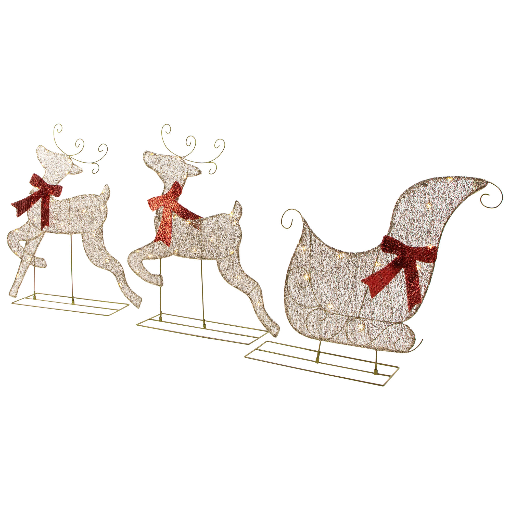 Northlight 3 Piece LED Reindeer and Sleigh Outdoor Christmas Lighted Display Set Wayfair Canada