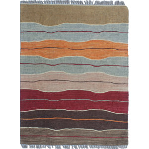 Troy Kilim Hand Woven 100% Wool Brown Area Rug