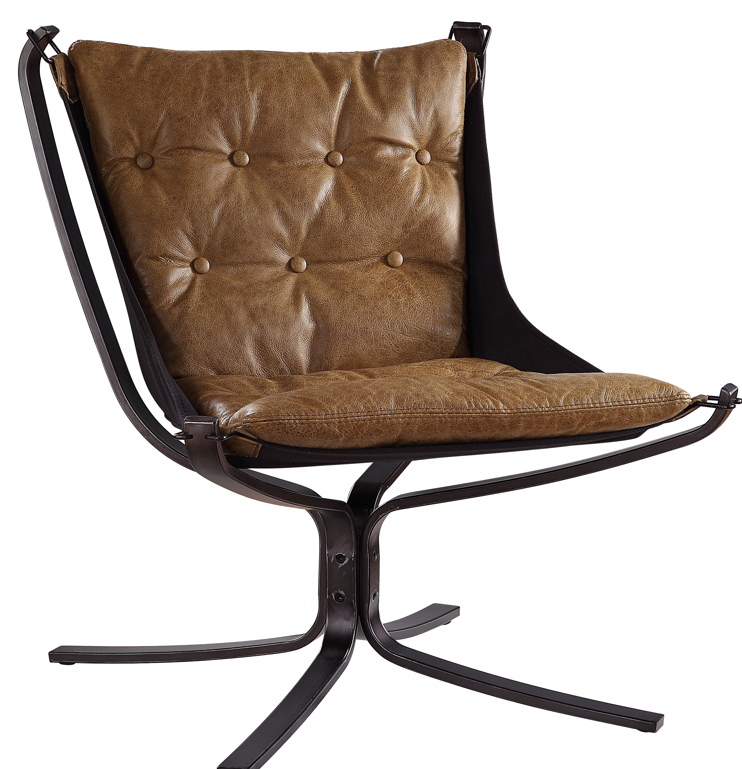 Ebern Designs Kayahan Faux Leather Upholstered Metal Frame Side