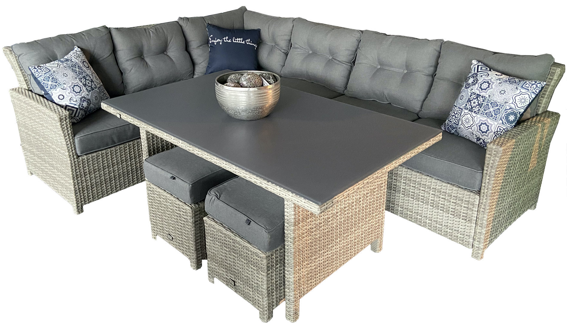 Garten Living 8 Sitzer Lounge Set Torella Aus Polyrattan Mit Polster Wayfair De