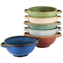 New Unique Vintage Inspired Soup Crocks Bowls Blue White Striped