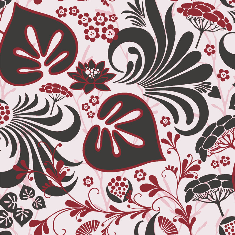 Ebern Designs Sitz 33 X 20 9 Modern Floral Motif Wallpaper Wayfair