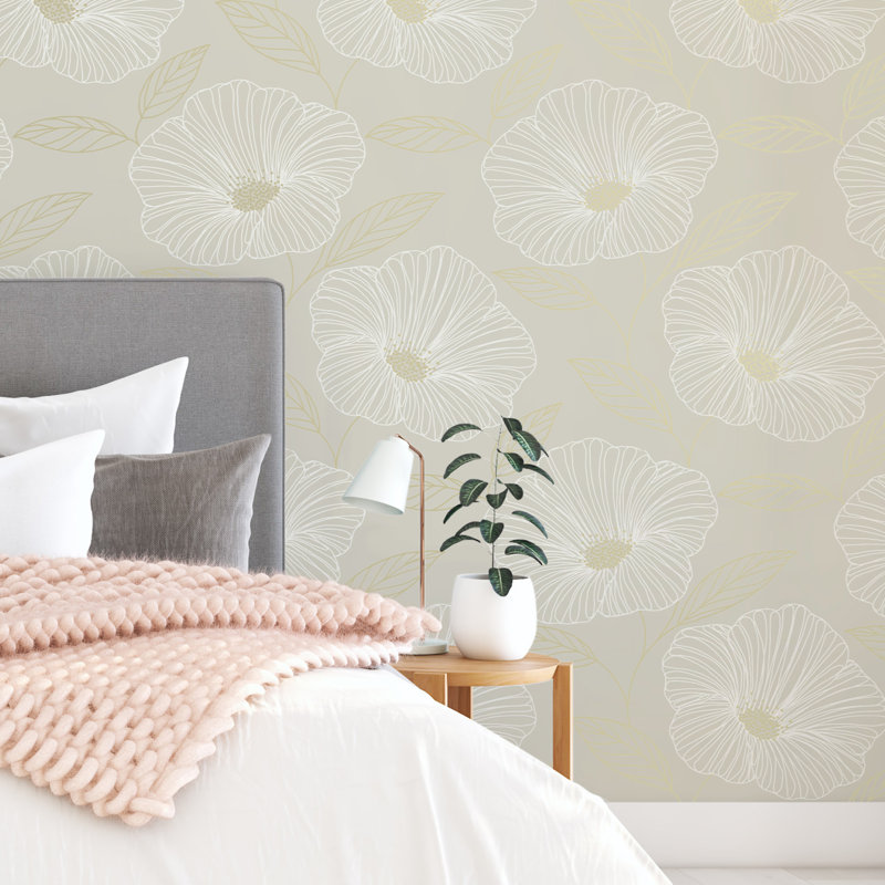 Latitude Run Aji Dove Floweret 18 L X 20 5 W Metallic Peel And Stick Wallpaper Roll Wayfair