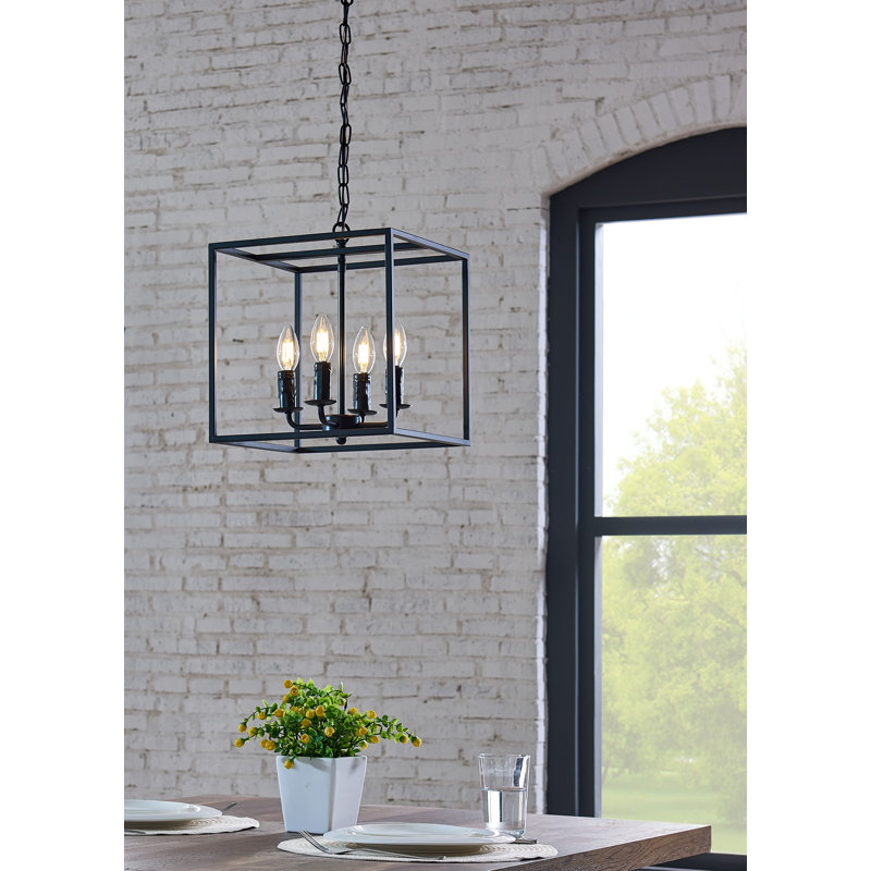 Gracie Oaks Grams Metal Cage 4 Light Square Pendant Wayfair