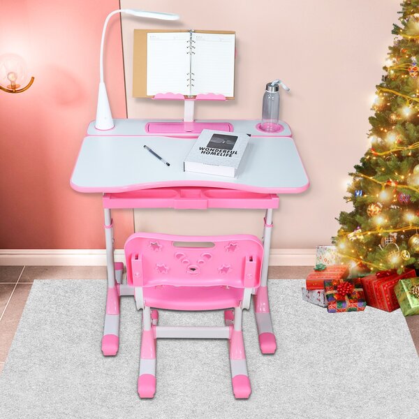 Details about   Gray Kids Study Desk Chair Set Height Adjustable with 31.5" Extra Large Desktop 