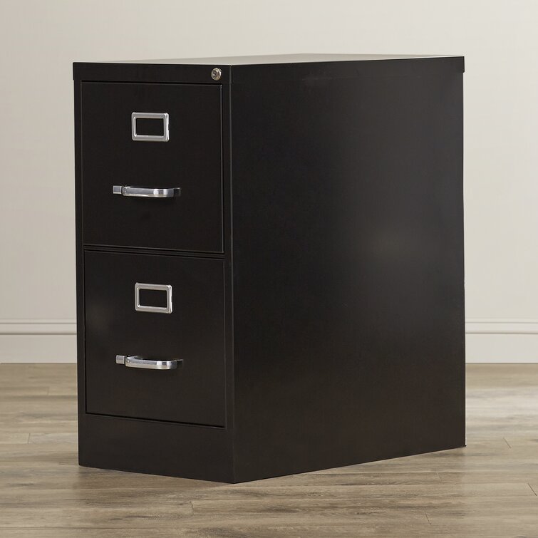 Filing Cabinet 2 Drawer Steel File Cabinet w/ Lock for Home Office Durable Black 