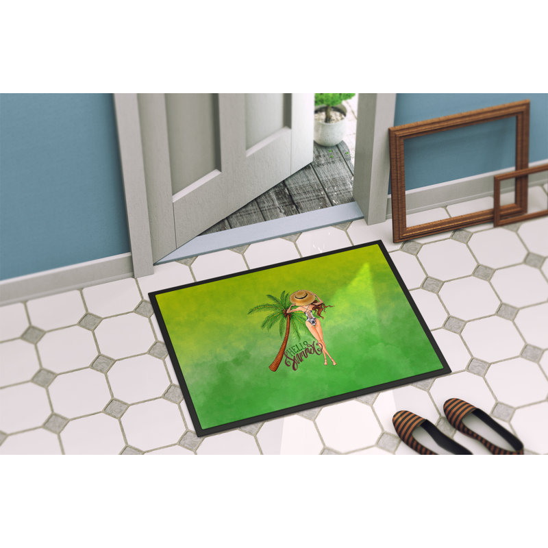 East Urban Home Hello Summer Lady In Swimsuit Non Slip Outdoor