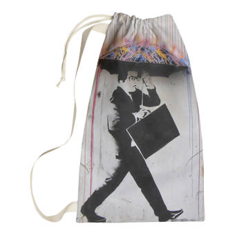 East Urban Home Banksy Graffiti Business Man Walking Through