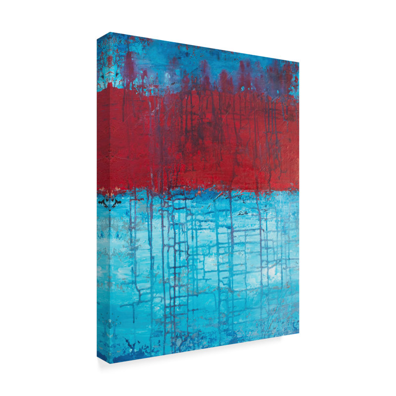 Trademark Art Lithosphere Red Stripe Acrylic Painting Print On