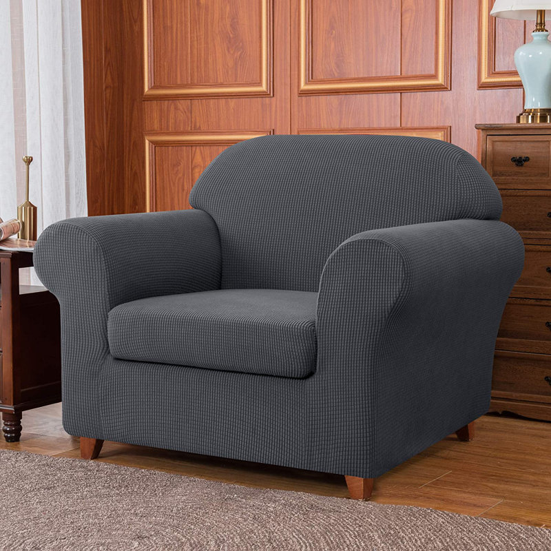 Winston Porter Jacquard High Stretch Box Cushion Two Pieces Armchair Slipcover Reviews Wayfair