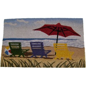 Beach with Umbrella Doormat