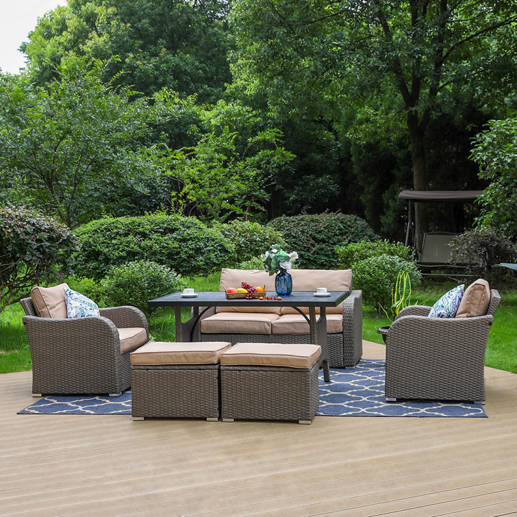 Red Barrel Studio® Wicker/Rattan 6 Person Seating Group with Cushions