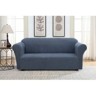 Solid Striae Box Cushion Sofa Slipcover By Winston Porter