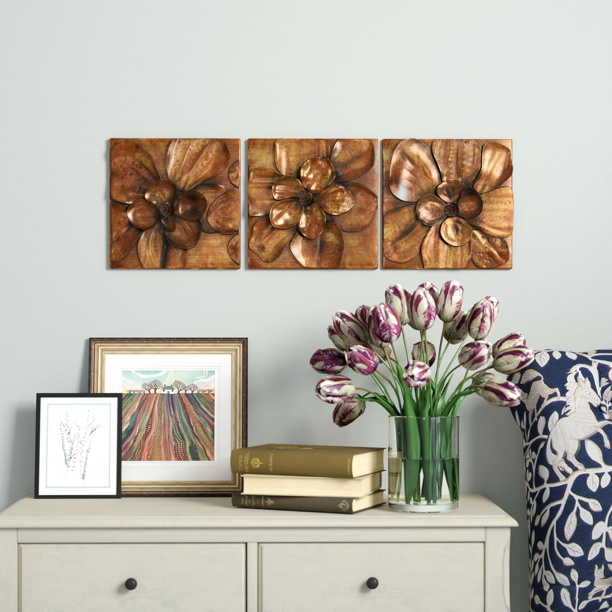 Charlton Home® 3 Piece Magnolia Brown Panel Wall Décor Set & Reviews ...