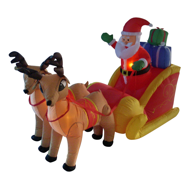 The Holiday Aisle Christmas Inflatable Santa On Sleigh With