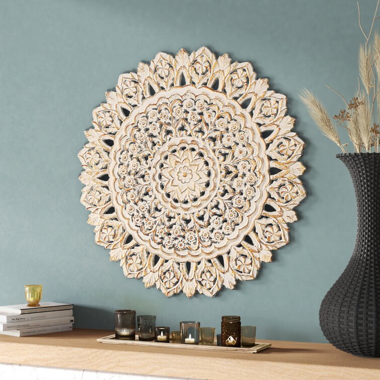 Mistana™ Teen Modern Floral Inspired Round Pine Wall Decor & Reviews | Wayfair