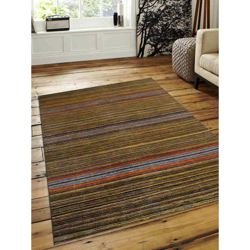 Millwood Pines St Catherine Striped Hand Knotted Wool Brown Area Rug Wayfair