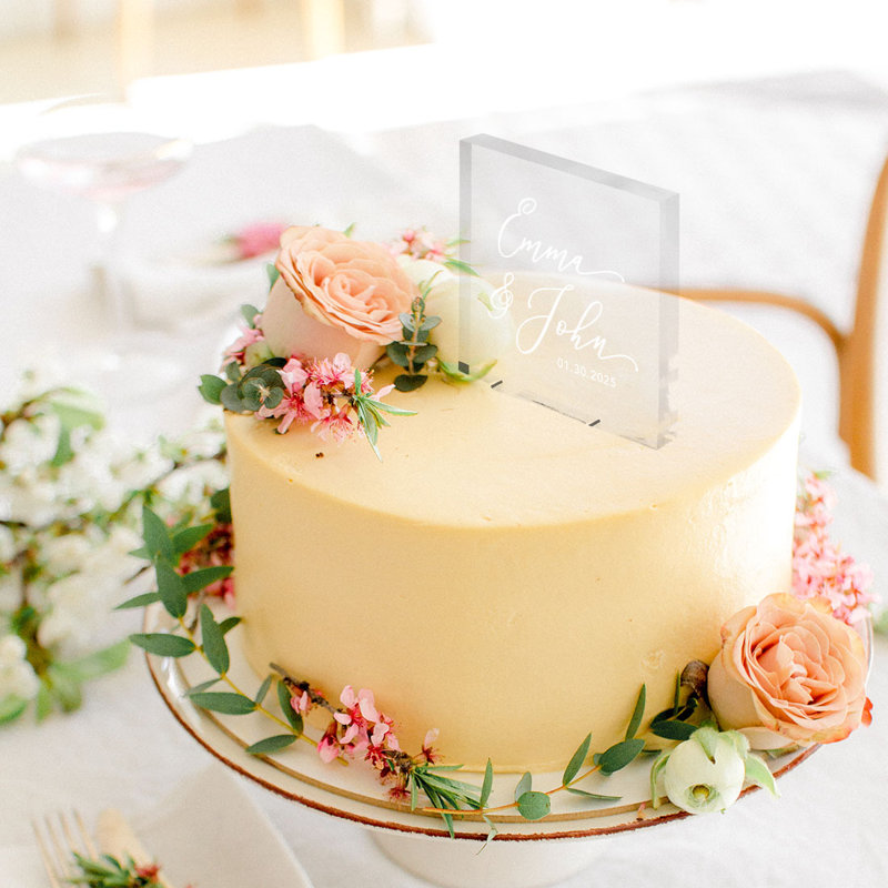 Koyal Wholesale Simple Script With Date Custom Wedding Cake Topper Wayfair Wedding collectibles makes ordering your customized wedding cake toppers easy, with a quick and simple process. wayfair