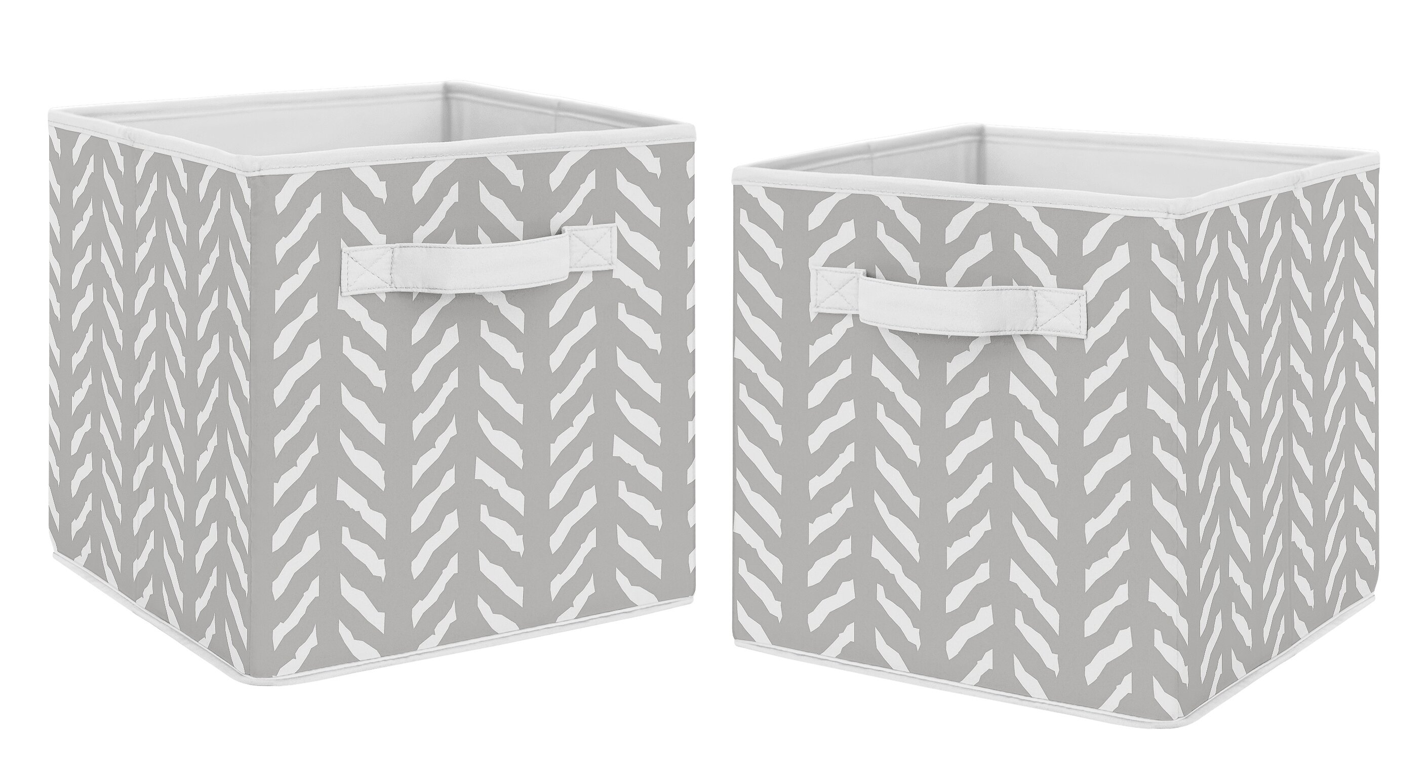 white fabric storage bins